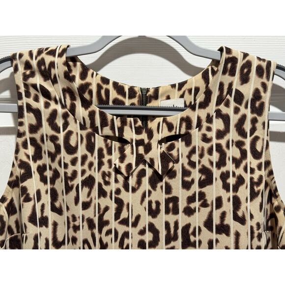 Cabi 3070 Blouse Size Medium Brown Top Ginger Leopard Tank Zip Shell Career - Picture 3 of 7